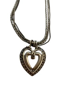 Brighton Heart Pendant Multi Strand Silver Necklace 17”